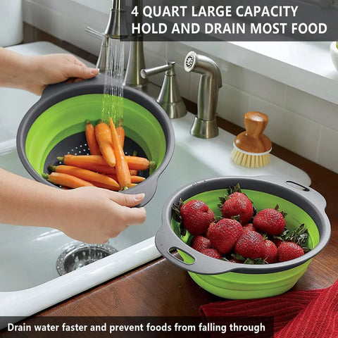 Silicone Folding Drainage Basket – Vegetable & Fruit Washing Net
