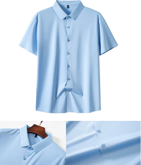 Men's Business Dress Shirt – Wrinkle-Free Short Sleeve Office Top