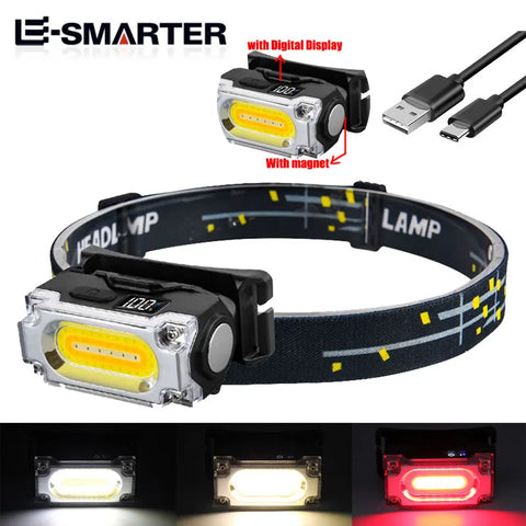 Super Bright Magnetic Headlamp - 3-in-1 LED Hat Clip Light with Digital Display
