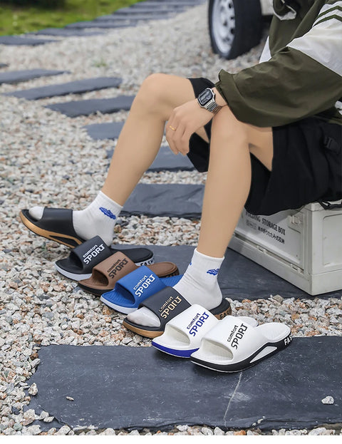 Men's EVA Shower Slides – Anti-Slip Breathable Soft Sole Sandals