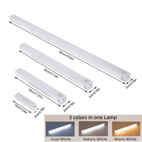 Dimmable Motion Sensor LED Bar Light – USB Rechargeable Wireless Cabinet Light