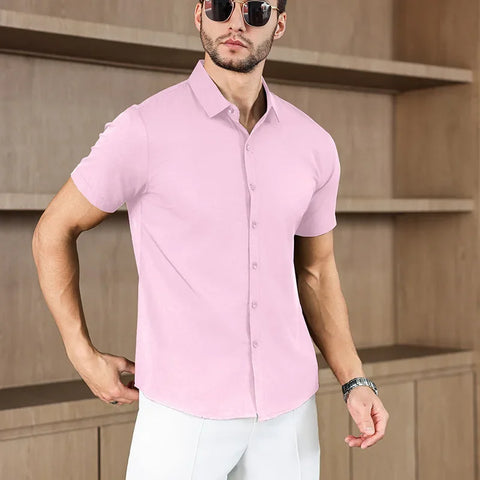 Men's No-Iron Short Sleeve Shirt – Versatile Business Casual Top