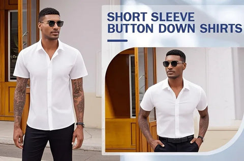 Men's Business Dress Shirt – Wrinkle-Free Short Sleeve Office Top