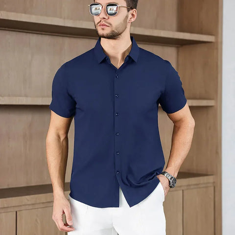 Men's No-Iron Short Sleeve Shirt – Versatile Business Casual Top