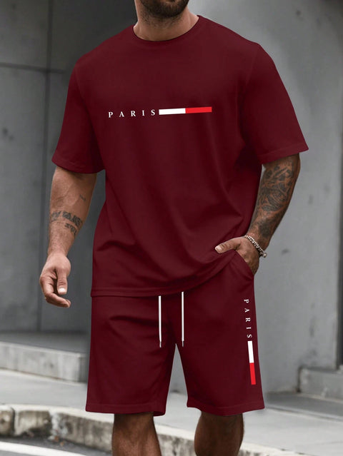 Men's Tracksuit Set – O-Neck Short Sleeve Shirt & Shorts