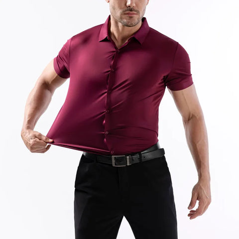 Men's Business Dress Shirt – Wrinkle-Free Short Sleeve Office Top