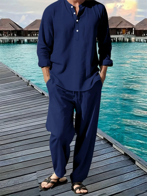 Men's Hawaiian Shirt & Trouser Set – Casual Beach Vacation Suit
