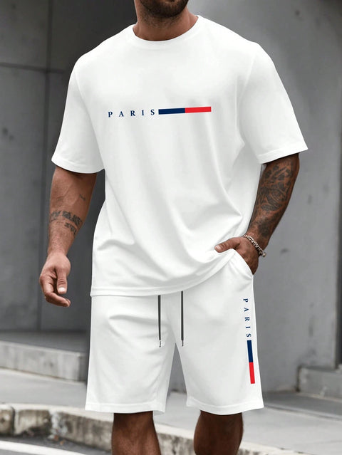 Men's Tracksuit Set – O-Neck Short Sleeve Shirt & Shorts