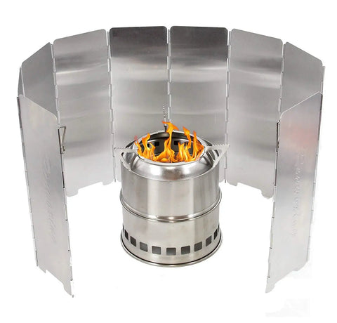 Camping Wind Shield - Foldable Aluminum Alloy Windscreen for Gas Stove (8/9/10 Plates)