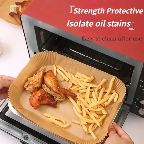 Disposable Air Fryer Paper Liners - Oil-Proof Rectangle Baking Sheets (50/100 Pack)