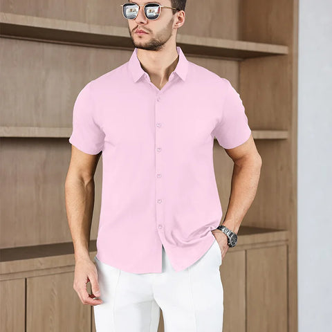 Men's No-Iron Short Sleeve Shirt – Versatile Business Casual Top