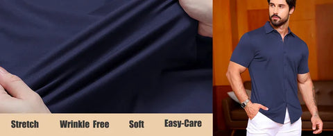 Men's Business Dress Shirt – Wrinkle-Free Short Sleeve Office Top