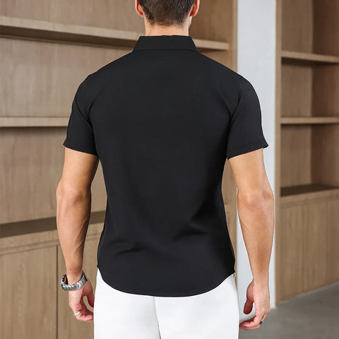 Men's No-Iron Short Sleeve Shirt – Versatile Business Casual Top