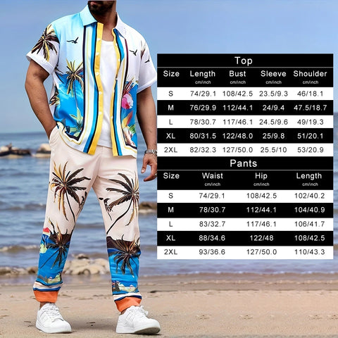 Men's 3D Striped Lapel Shirt Set – Casual Outdoor Two-Piece
