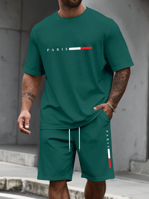 Men's Tracksuit Set – O-Neck Short Sleeve Shirt & Shorts