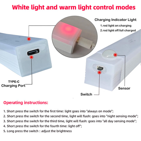 Dimmable Motion Sensor LED Bar Light – USB Rechargeable Wireless Cabinet Light