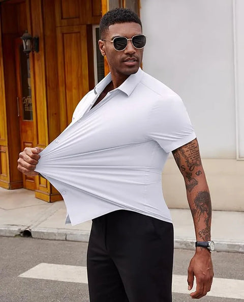 Men's Business Dress Shirt – Wrinkle-Free Short Sleeve Office Top