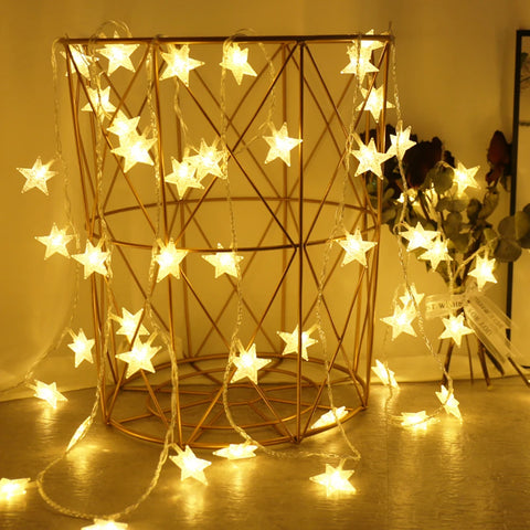 LED Star Fairy Lights – Outdoor Garland String Lights for Party & Garden