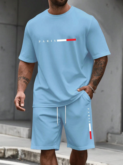 Men's Tracksuit Set – O-Neck Short Sleeve Shirt & Shorts