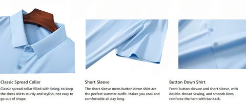Men's Business Dress Shirt – Wrinkle-Free Short Sleeve Office Top