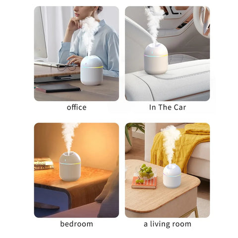 270ML Cool Mist Air Humidifier – USB Aroma Diffuser with LED Night Light