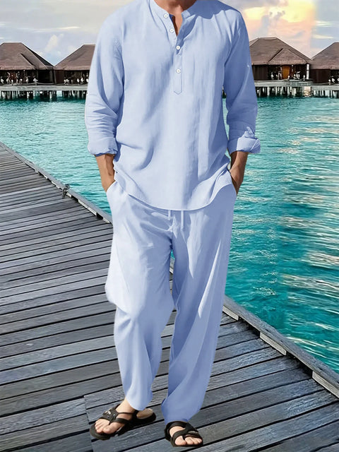 Men's Hawaiian Shirt & Trouser Set – Casual Beach Vacation Suit