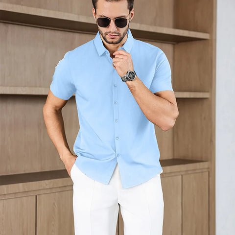 Men's No-Iron Short Sleeve Shirt – Versatile Business Casual Top