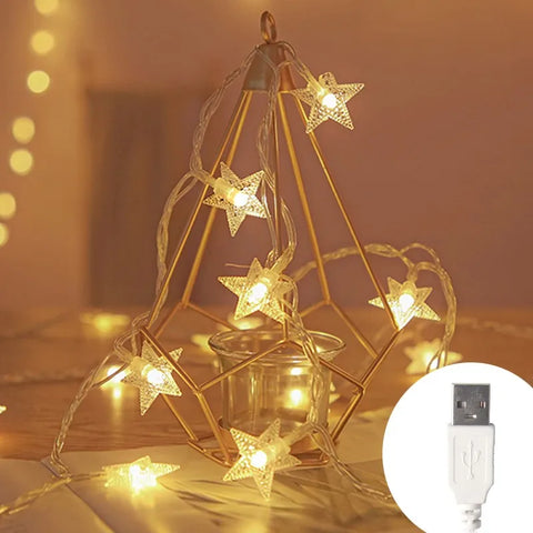 LED Star Fairy Lights – Outdoor Garland String Lights for Party & Garden