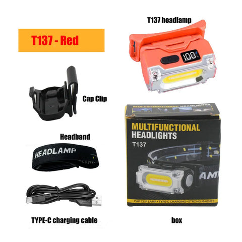 Super Bright Magnetic Headlamp - 3-in-1 LED Hat Clip Light with Digital Display