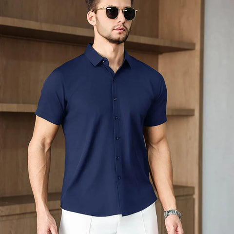 Men's No-Iron Short Sleeve Shirt – Versatile Business Casual Top