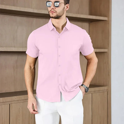 Men's No-Iron Short Sleeve Shirt – Versatile Business Casual Top