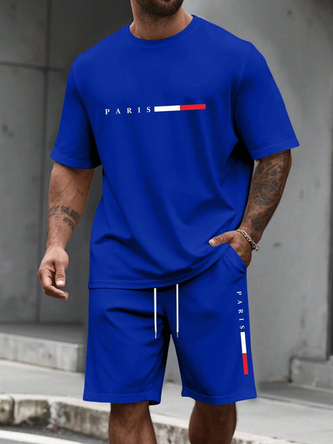Men's Tracksuit Set – O-Neck Short Sleeve Shirt & Shorts