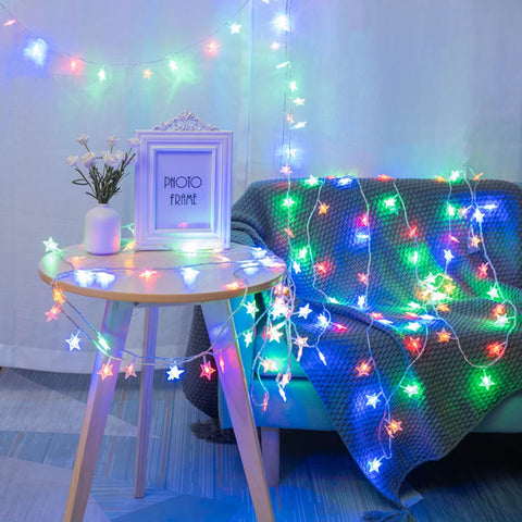 LED Star Fairy Lights – Outdoor Garland String Lights for Party & Garden