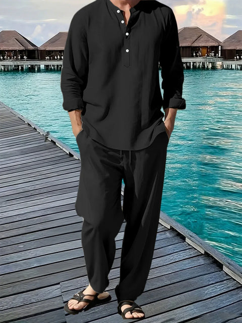 Men's Hawaiian Shirt & Trouser Set – Casual Beach Vacation Suit