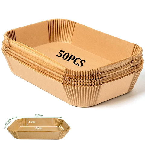 Disposable Air Fryer Paper Liners - Oil-Proof Rectangle Baking Sheets (50/100 Pack)