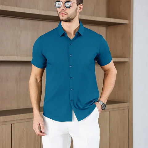 Men's No-Iron Short Sleeve Shirt – Versatile Business Casual Top