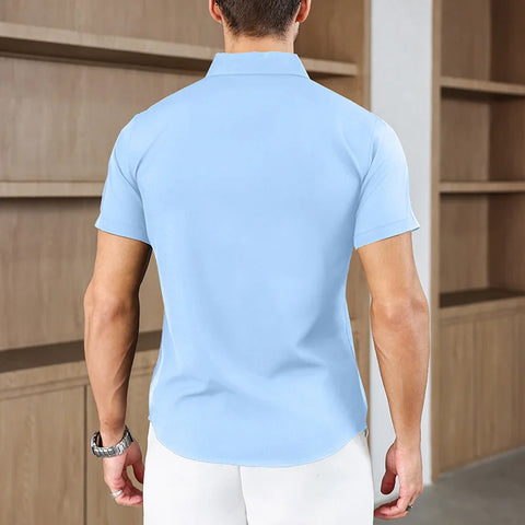 Men's No-Iron Short Sleeve Shirt – Versatile Business Casual Top
