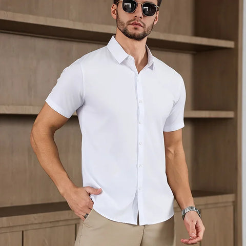 Men's No-Iron Short Sleeve Shirt – Versatile Business Casual Top