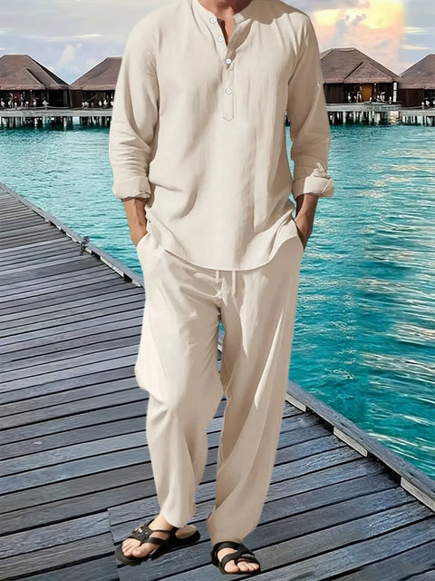 Men's Hawaiian Shirt & Trouser Set – Casual Beach Vacation Suit