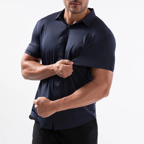 Men's Business Dress Shirt – Wrinkle-Free Short Sleeve Office Top