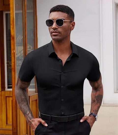 Men's Business Dress Shirt – Wrinkle-Free Short Sleeve Office Top